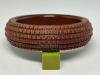 BB563 brown nub carved bakelite bangle